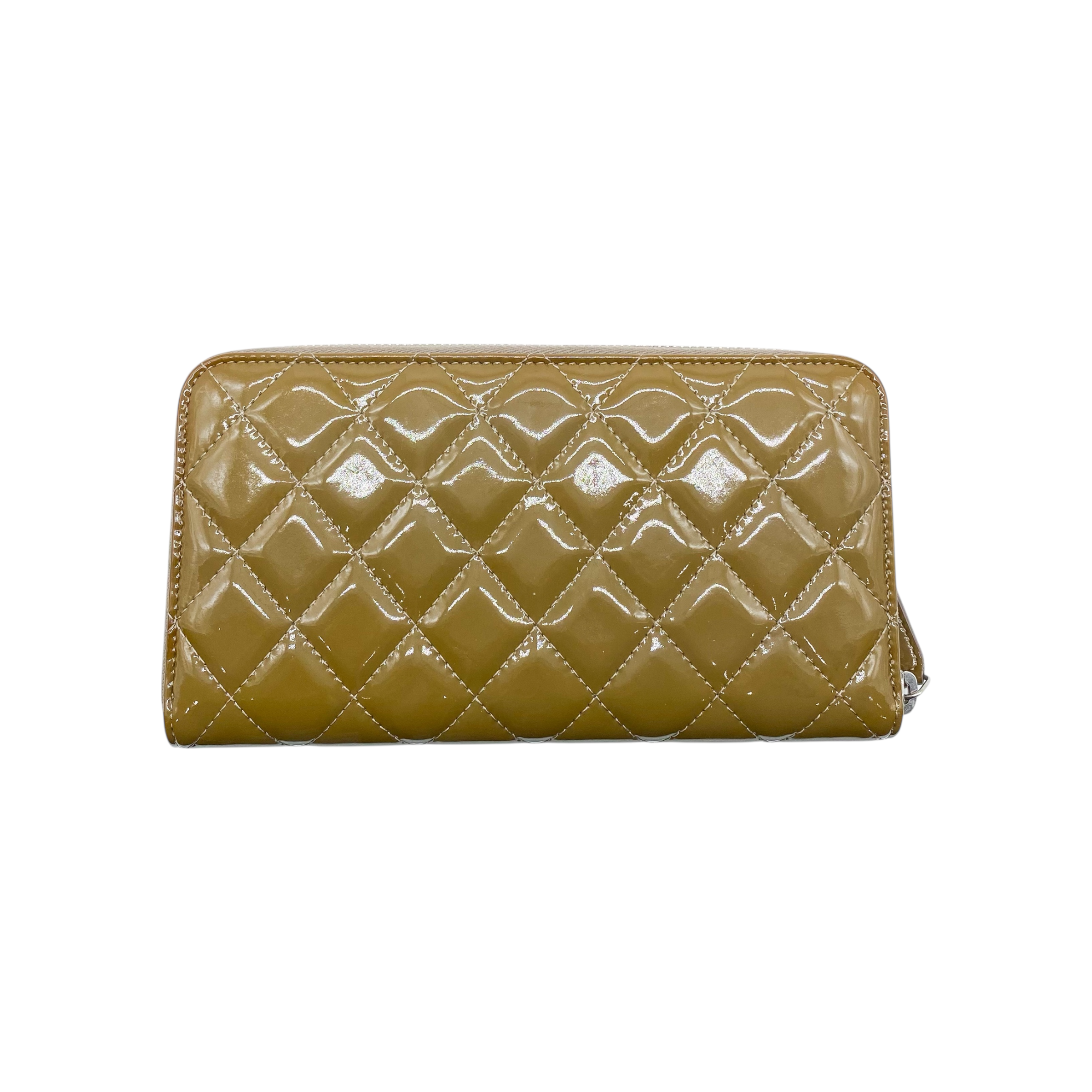 Chanel Khaki Patent Zippy Wallet | Consign of the Times ™