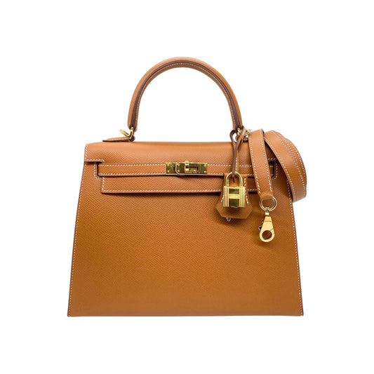Hermes Kelly 25 Gold Epsom Gold Hardware
