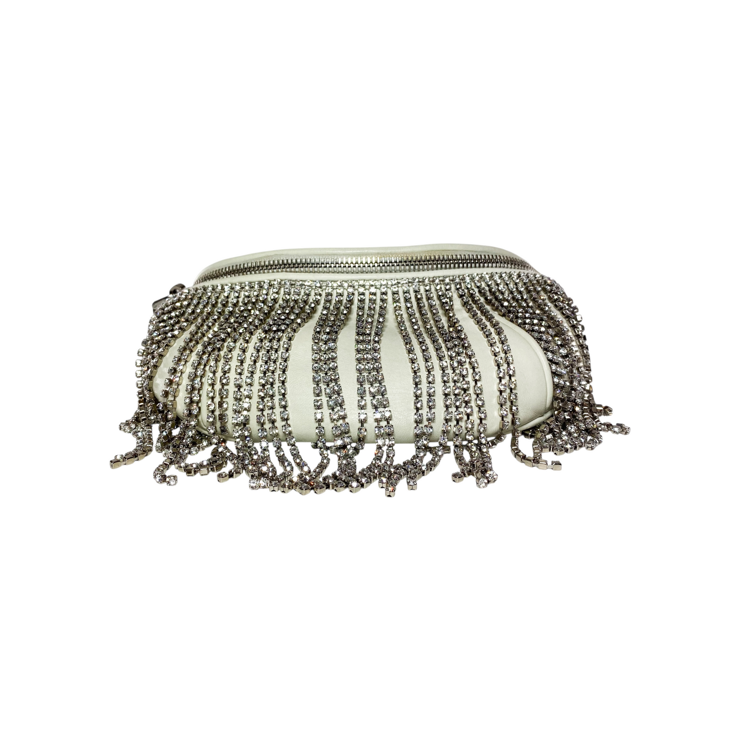 Miu Miu White Crystal Fringe Waist Bag