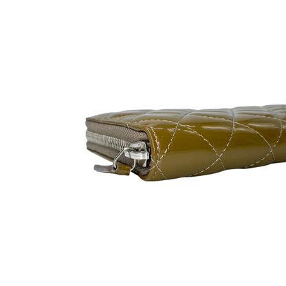 Chanel Khaki Patent Zippy Wallet