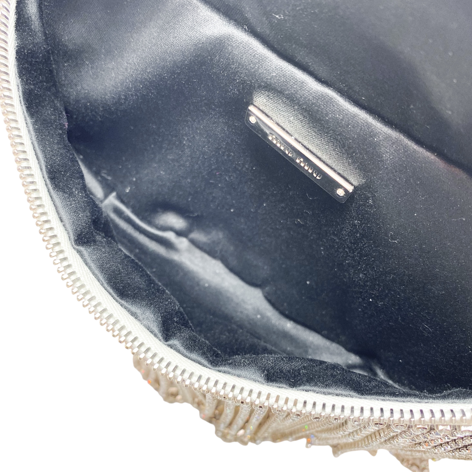 miu miu 専用 Miu Miu White Crystal Fringe Waist Bag | Consign of the Times ™