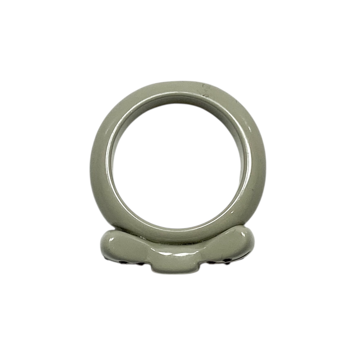 Chanel Pink Crystal Grey Resin Bow Ring