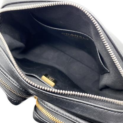 Chanel Black Camera Double Pocket Bag