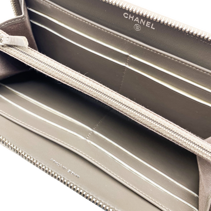 Chanel Khaki Patent Zippy Wallet