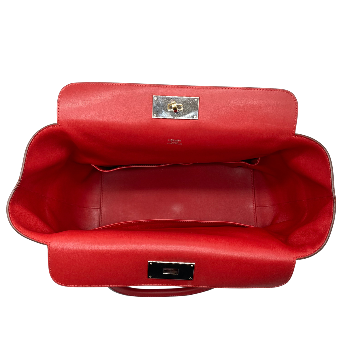 Hermes Rouge Casaque Swift Leather Toolbox 26cm Palladium Hardware
