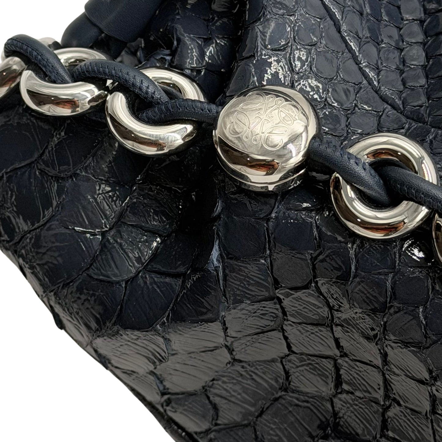 Loewe Flamenco Large Shoulder Bag in Patent Python