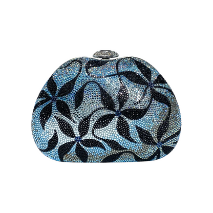 Judith Leiber Blue Multicolor Floral Crystal Clutch