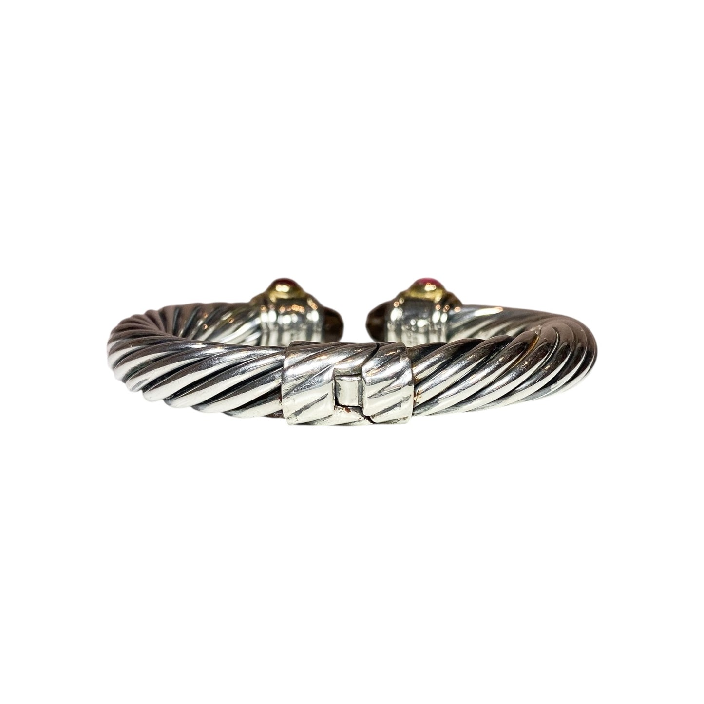 David Yurman Gold Smoky Quartz 925 Sterling Silver Cable Cuff