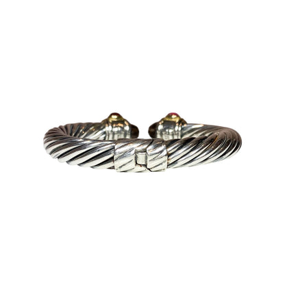 David Yurman Gold Smoky Quartz 925 Sterling Silver Cable Cuff
