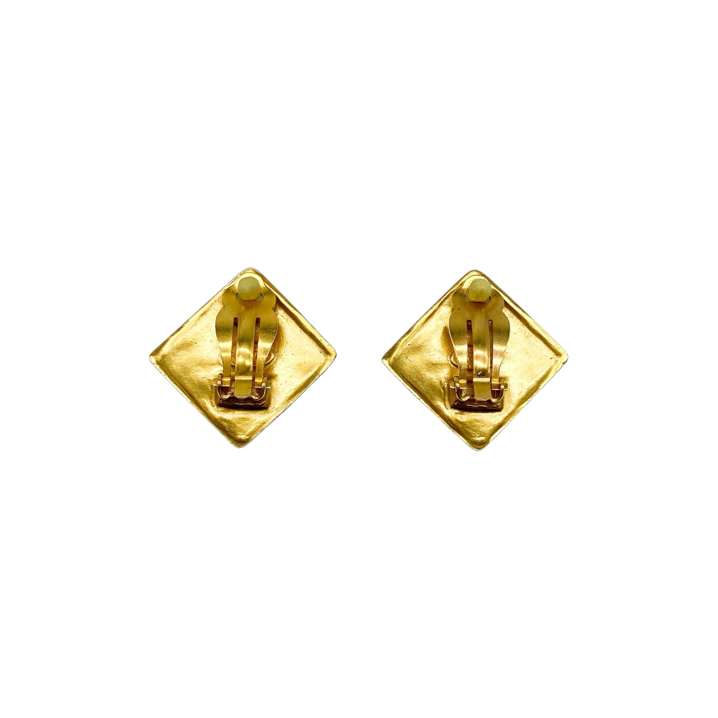 Chanel Gold CC Square Clip-On Earrings