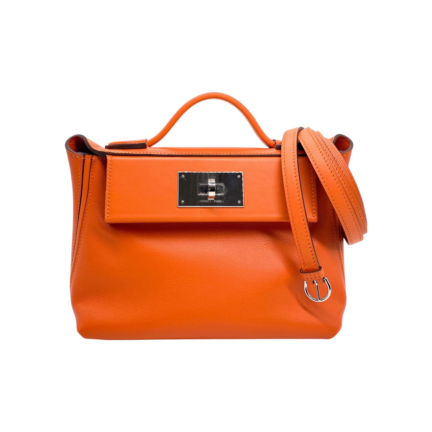 Hermes Mini 24/24 Orange Evercolor Swift Palladium Hardware 21cm