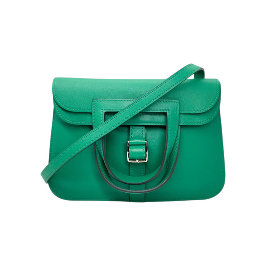 Hermes Halzan 22 Mini Vert Vertigo Swift Palladium Hardware