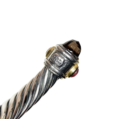 David Yurman Gold Smoky Quartz 925 Sterling Silver Cable Cuff