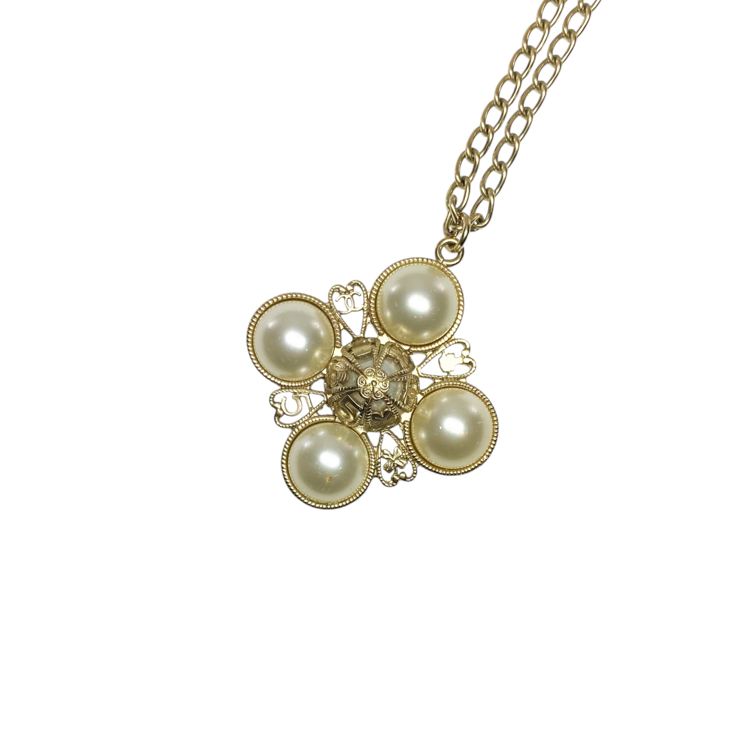 Chanel Large Pearl Heart Pendant Necklace
