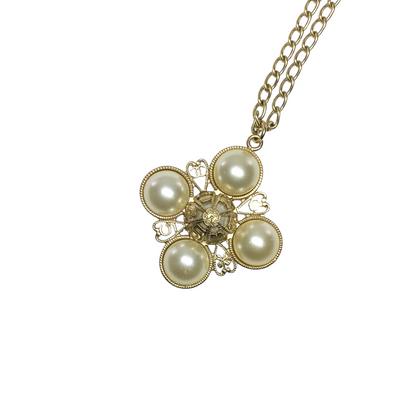 Chanel Large Pearl Heart Pendant Necklace