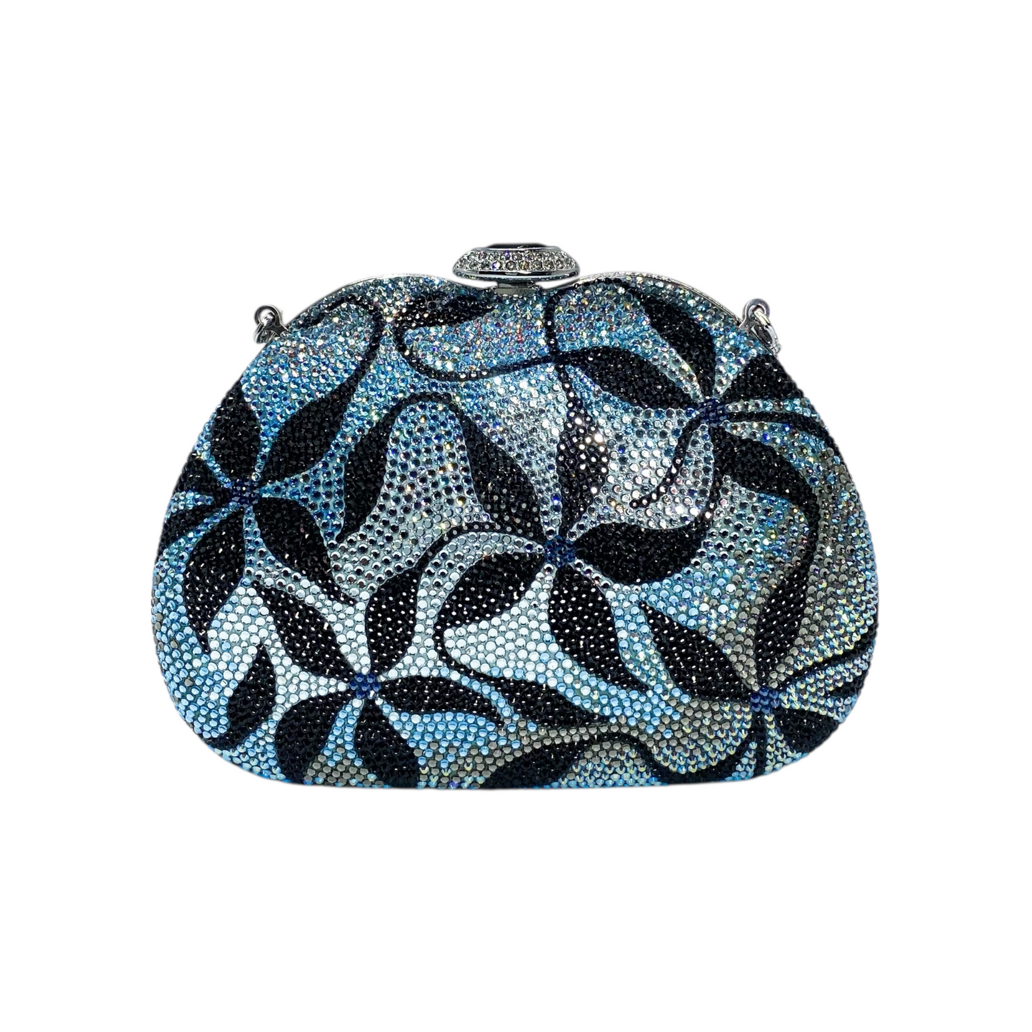 Judith Leiber Blue Multicolor Floral Crystal Clutch