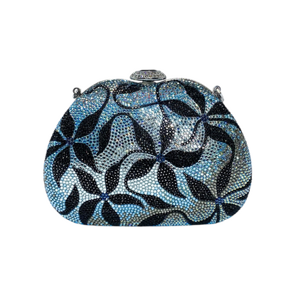 Judith Leiber Blue Multicolor Floral Crystal Clutch