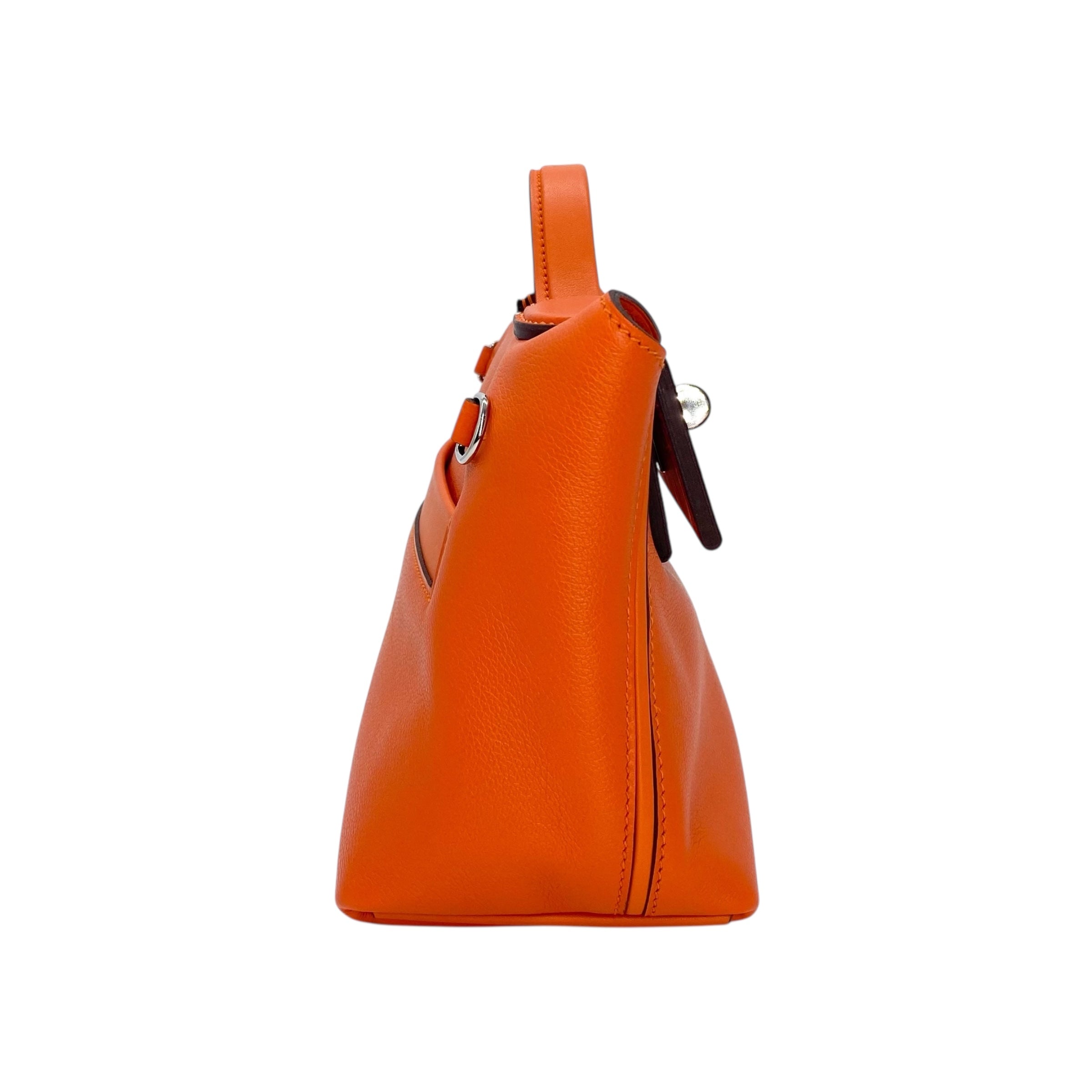 Hermes Mini 24/24 Orange Evercolor Swift Palladium Hardware 21cm