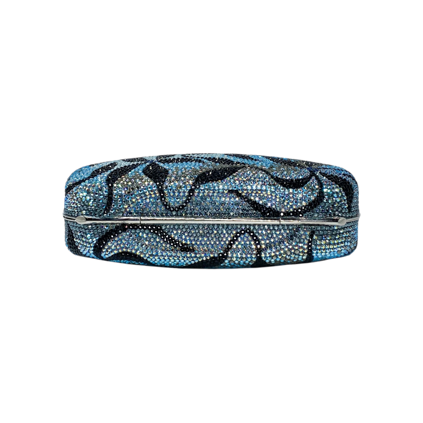 Judith Leiber Blue Multicolor Floral Crystal Clutch