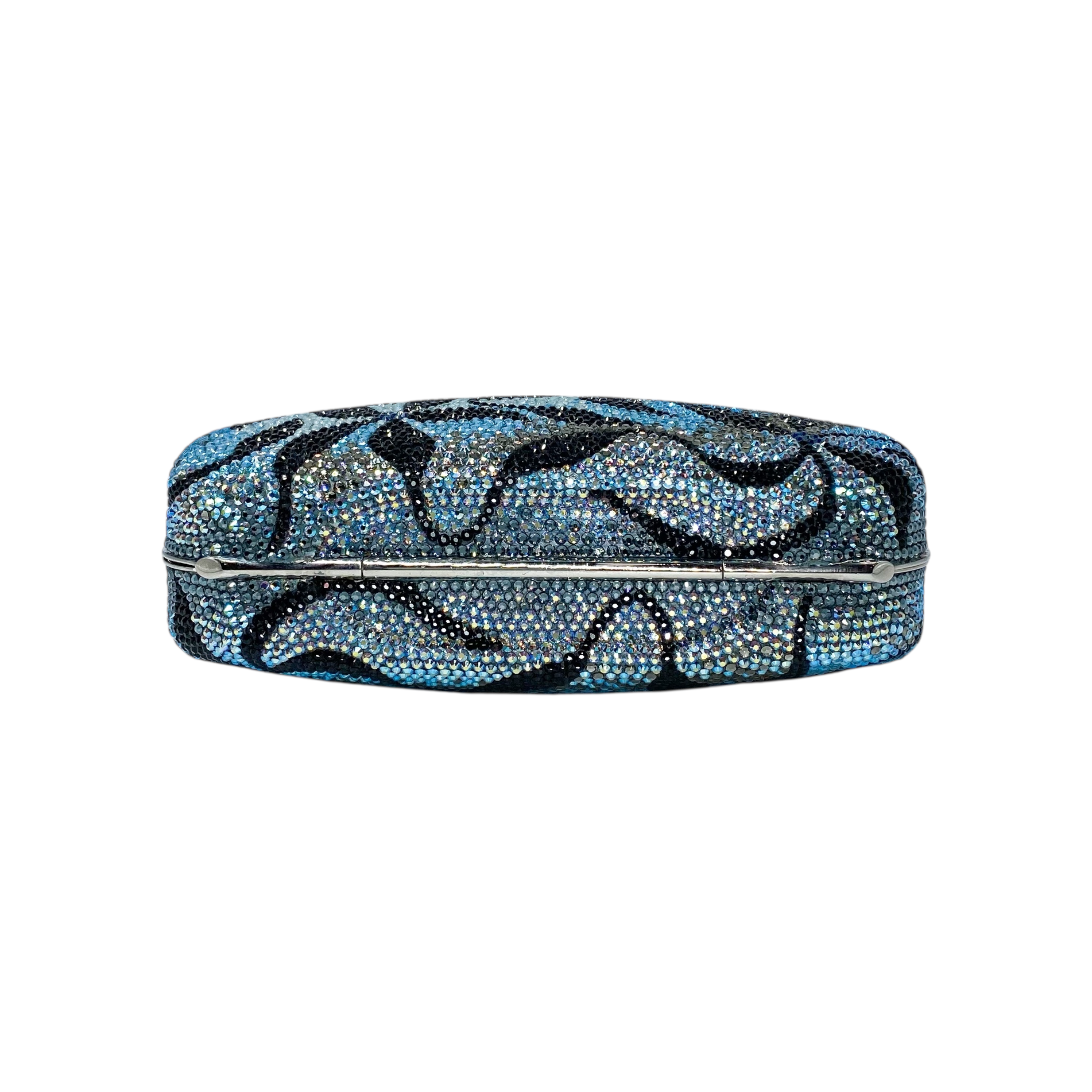 Judith Leiber Blue Multicolor Floral Crystal Clutch