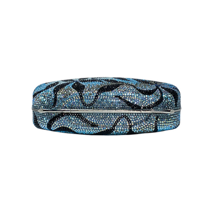 Judith Leiber Blue Multicolor Floral Crystal Clutch