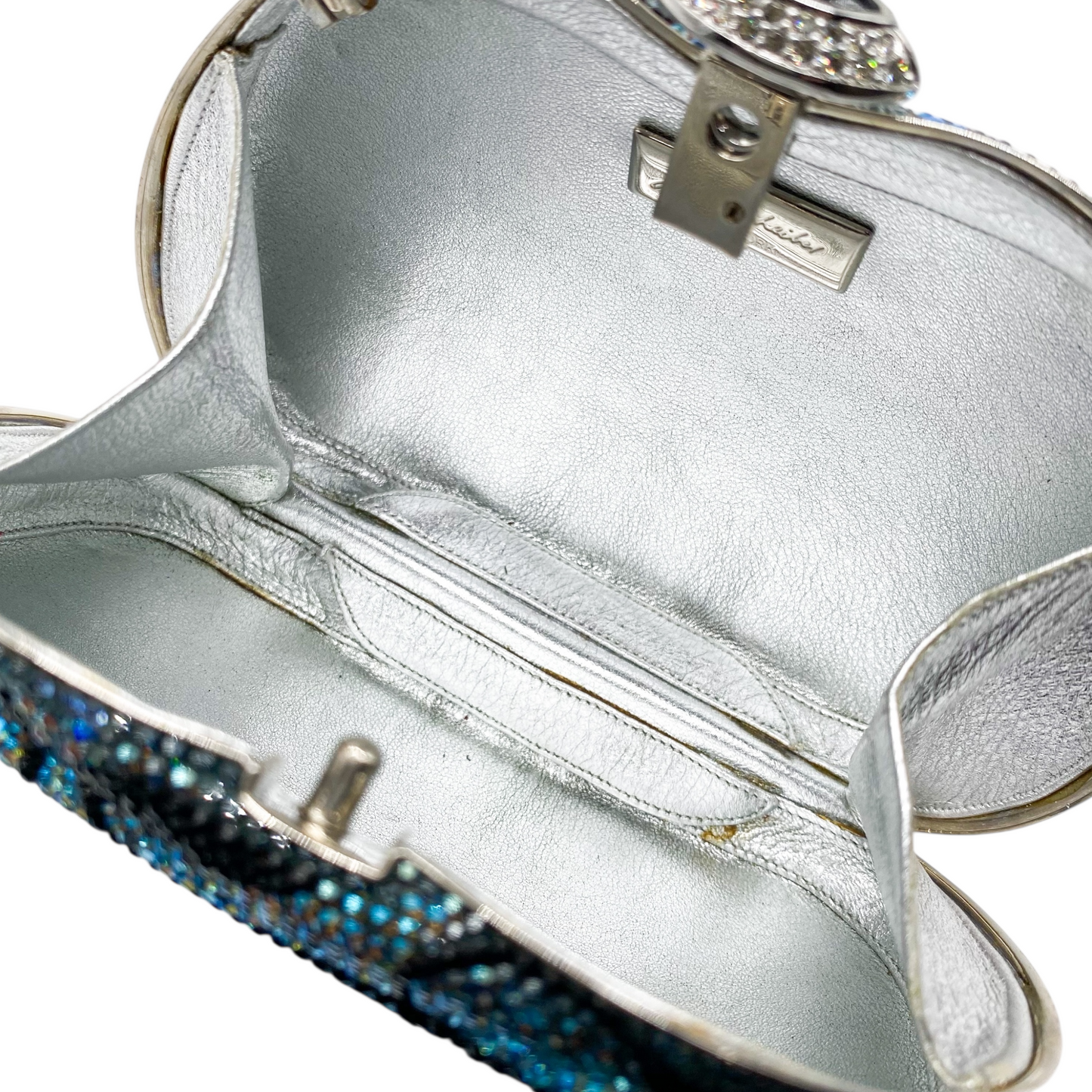 Judith Leiber Blue Multicolor Floral Crystal Clutch