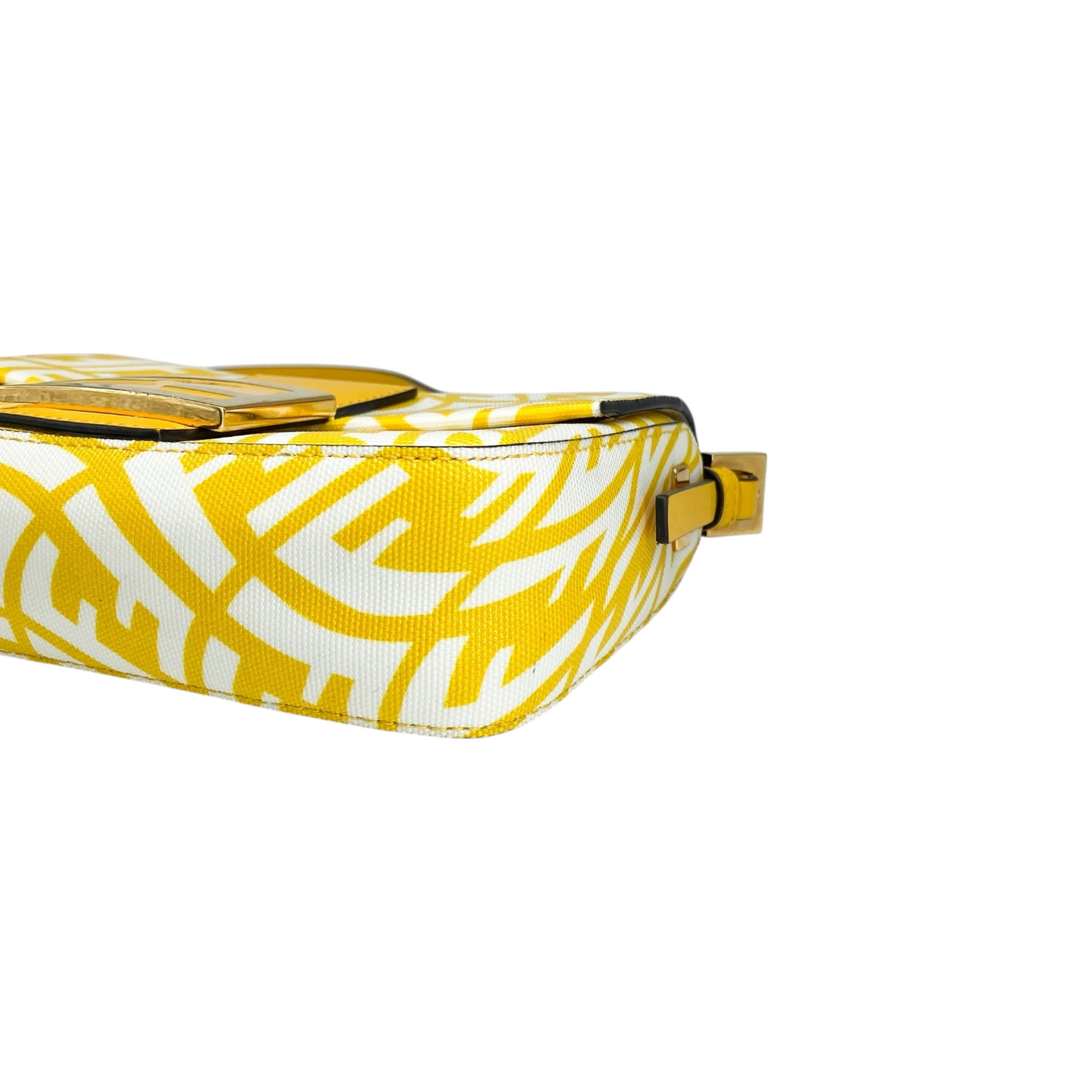 Fendi X Sarah Coleman Mimosa Yellow White Mini Vitello King FF Vertigo Baguette 1997