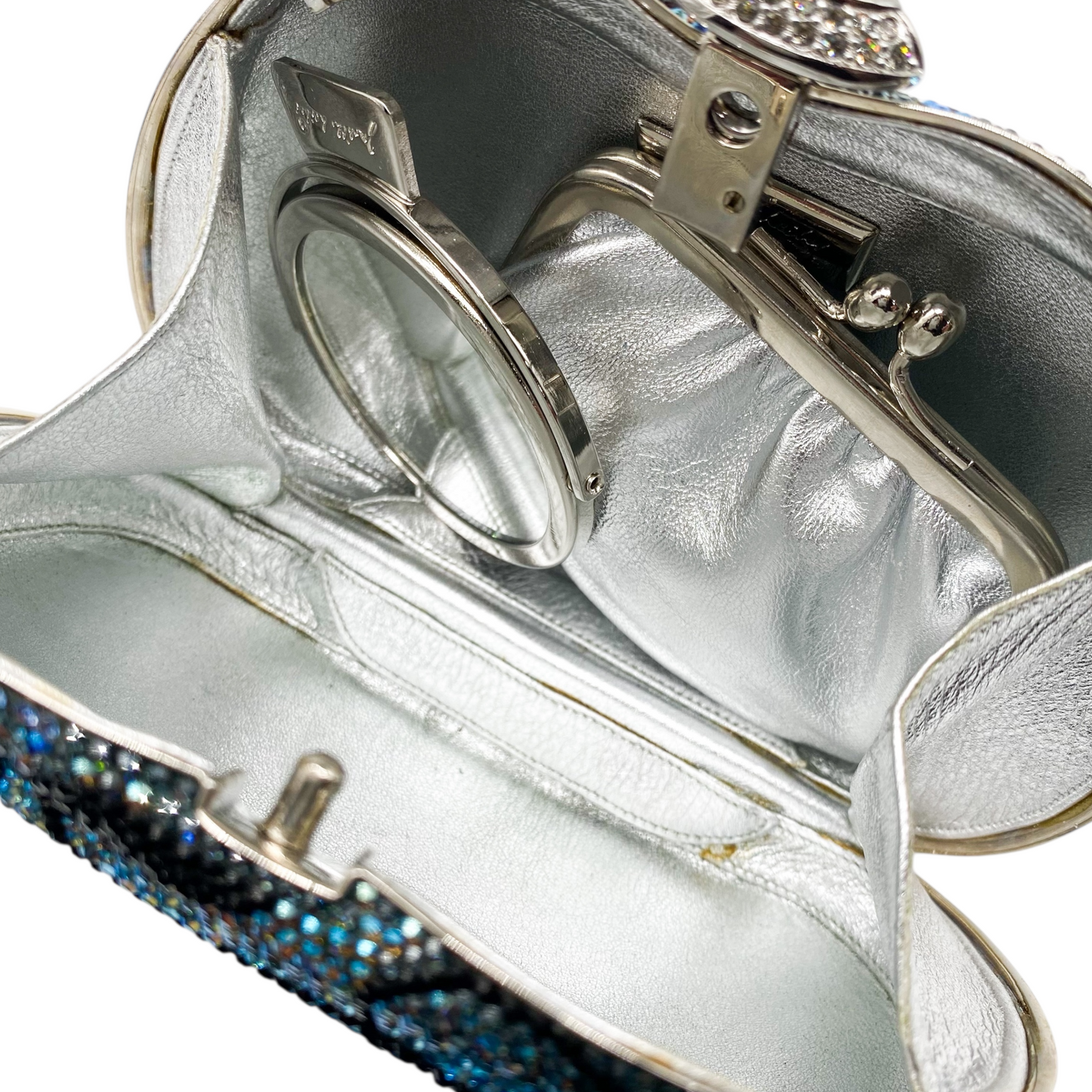 Judith Leiber Blue Multicolor Floral Crystal Clutch