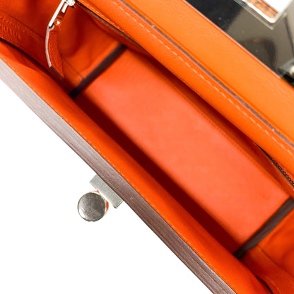 Hermes Mini 24/24 Orange Evercolor Swift Palladium Hardware 21cm