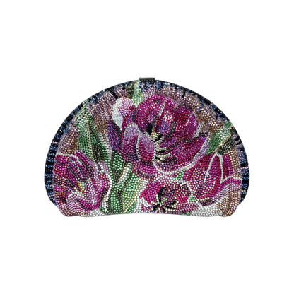 Judith Leiber Pink Multicolor Floral Crystal Clutch