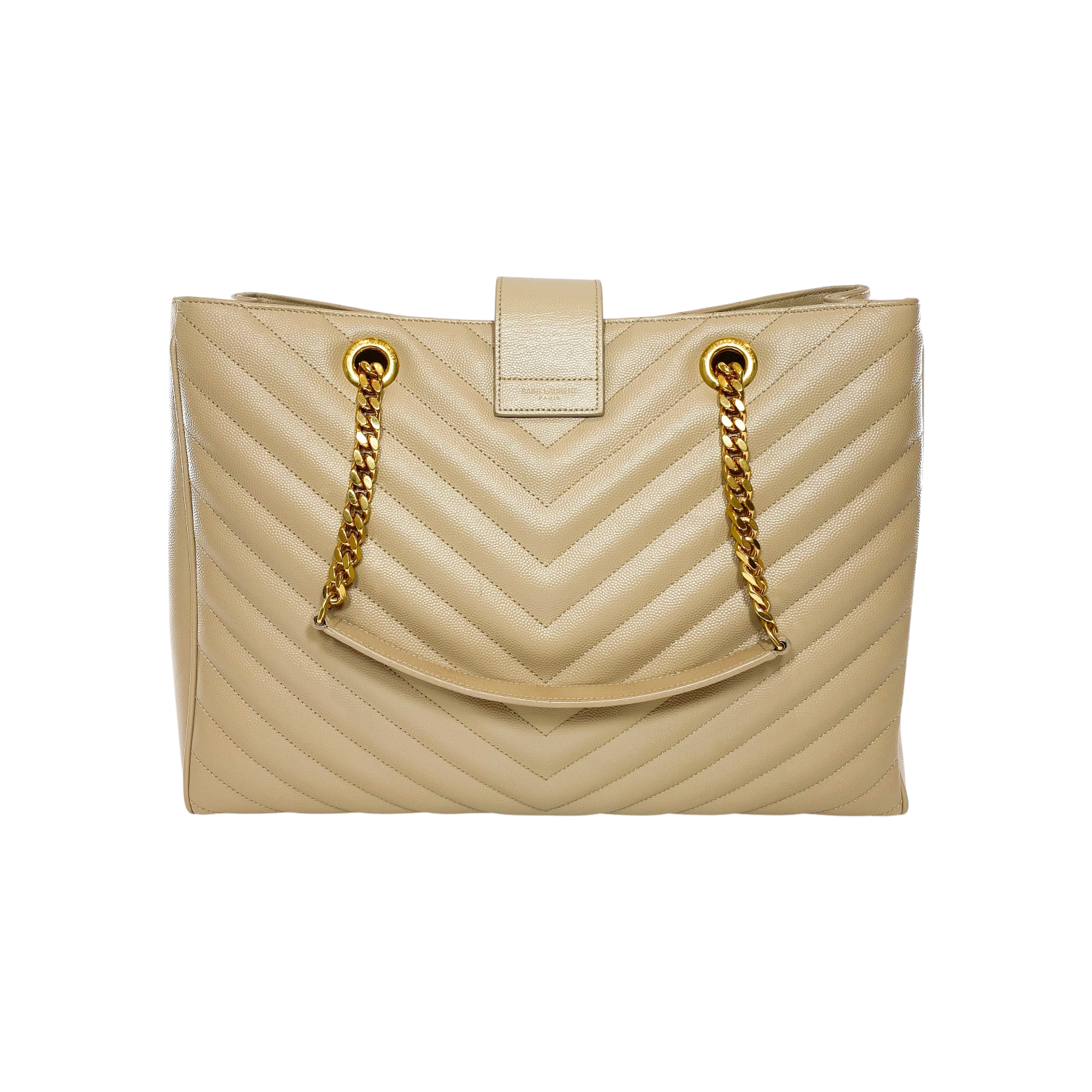 Saint Laurent Beige Monogram Chevron Tote Bag – Consign of the Times ™