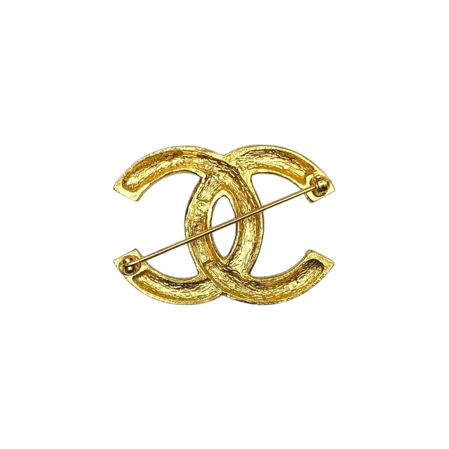 Chanel Vintage Gold CC Crystal Brooch