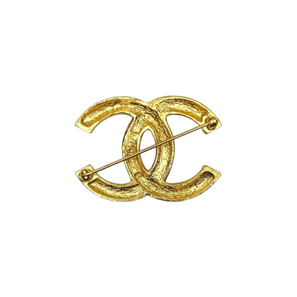 Chanel Vintage Gold CC Crystal Brooch
