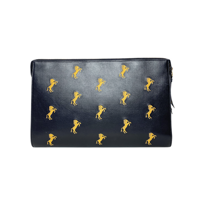 Chloe Black Gold Horses Pouch