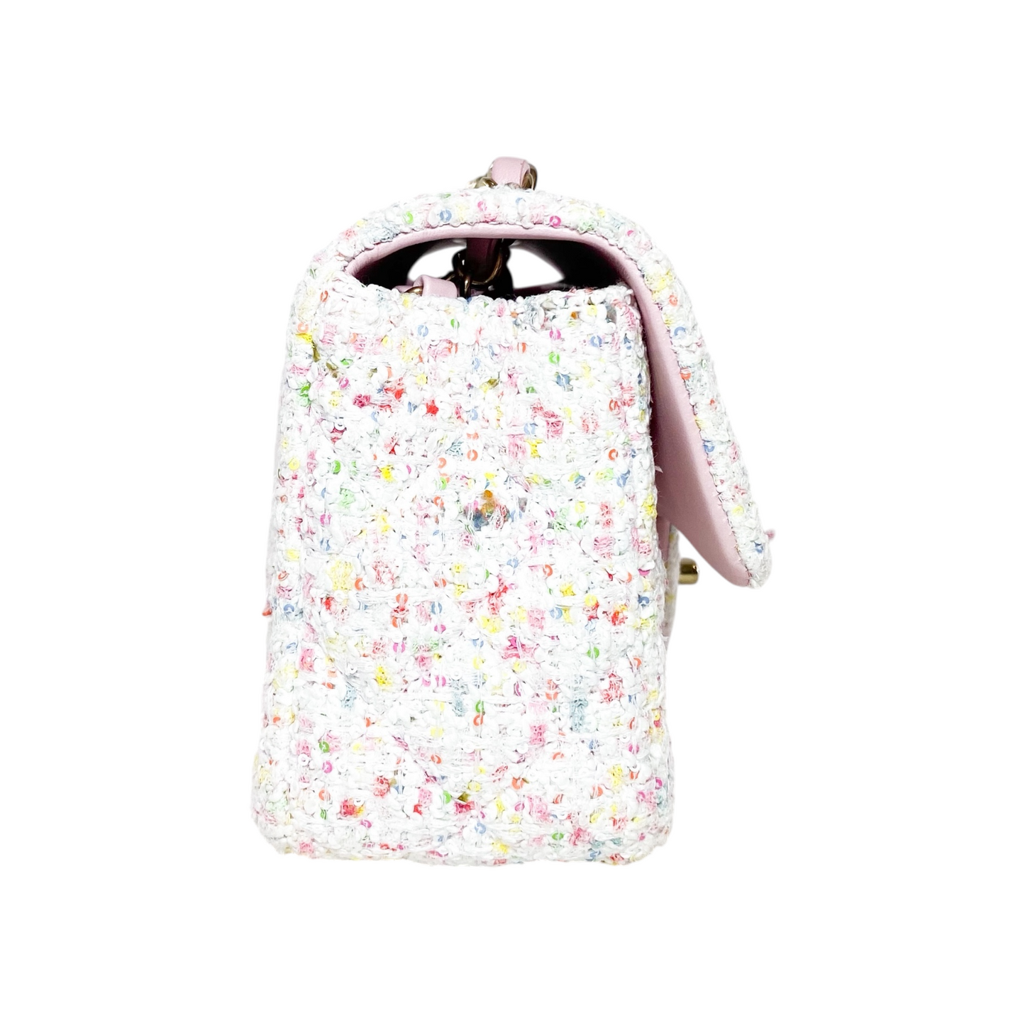 Chanel White Pastel Pink Tweed Mini Rectangle