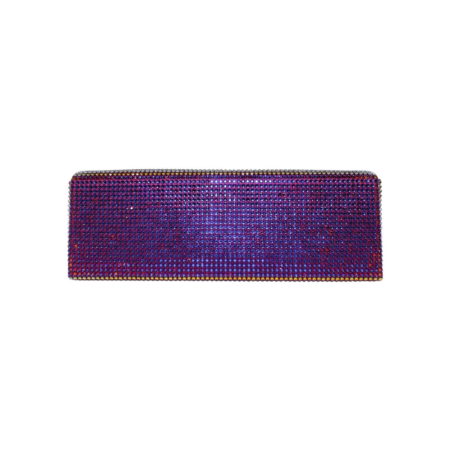 Amina Muaddi Rainbow Crystal Clutch with Chain