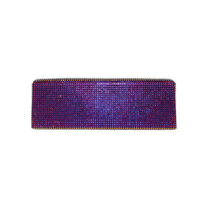 Amina Muaddi Rainbow Crystal Clutch with Chain