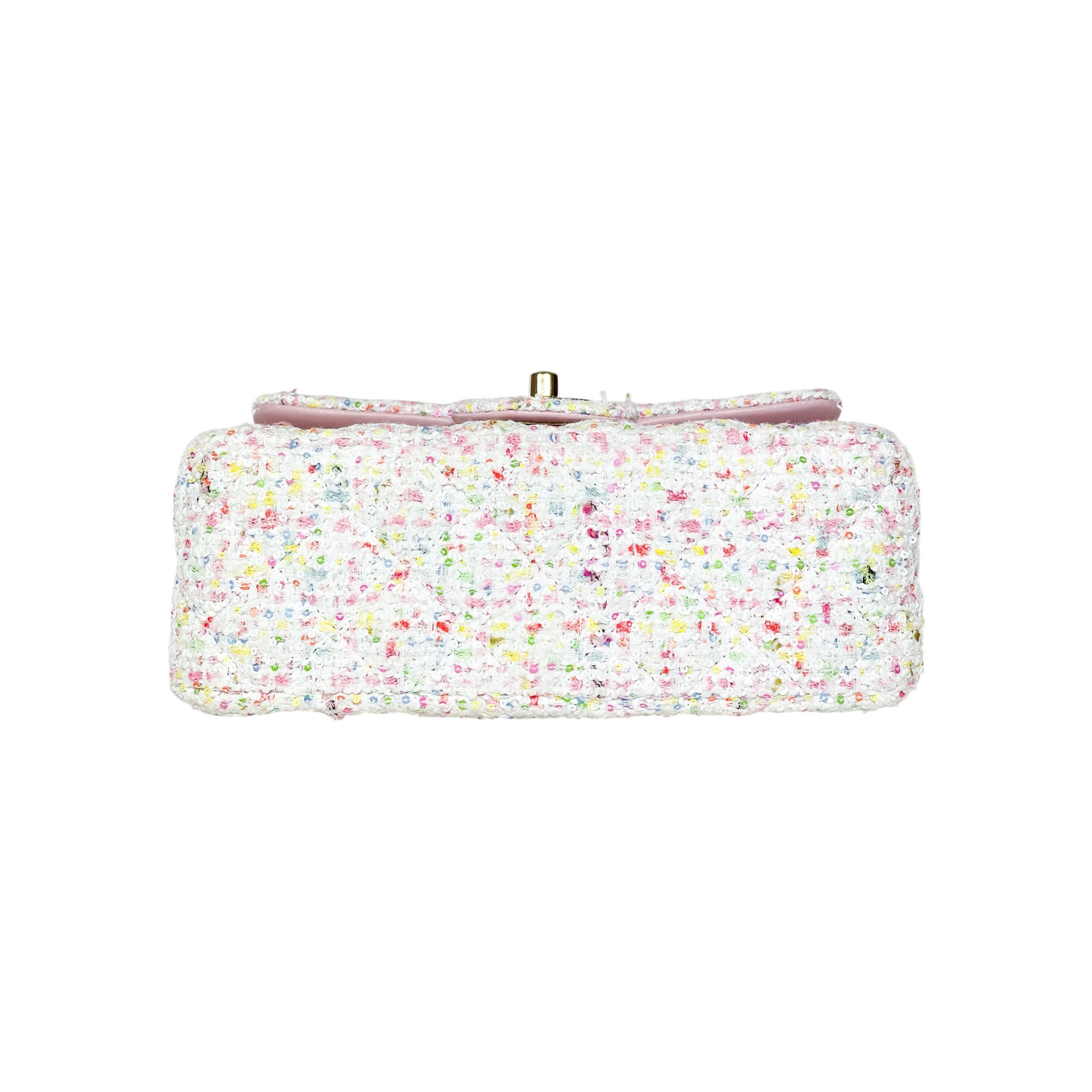 Chanel White Pastel Pink Tweed Mini Rectangle