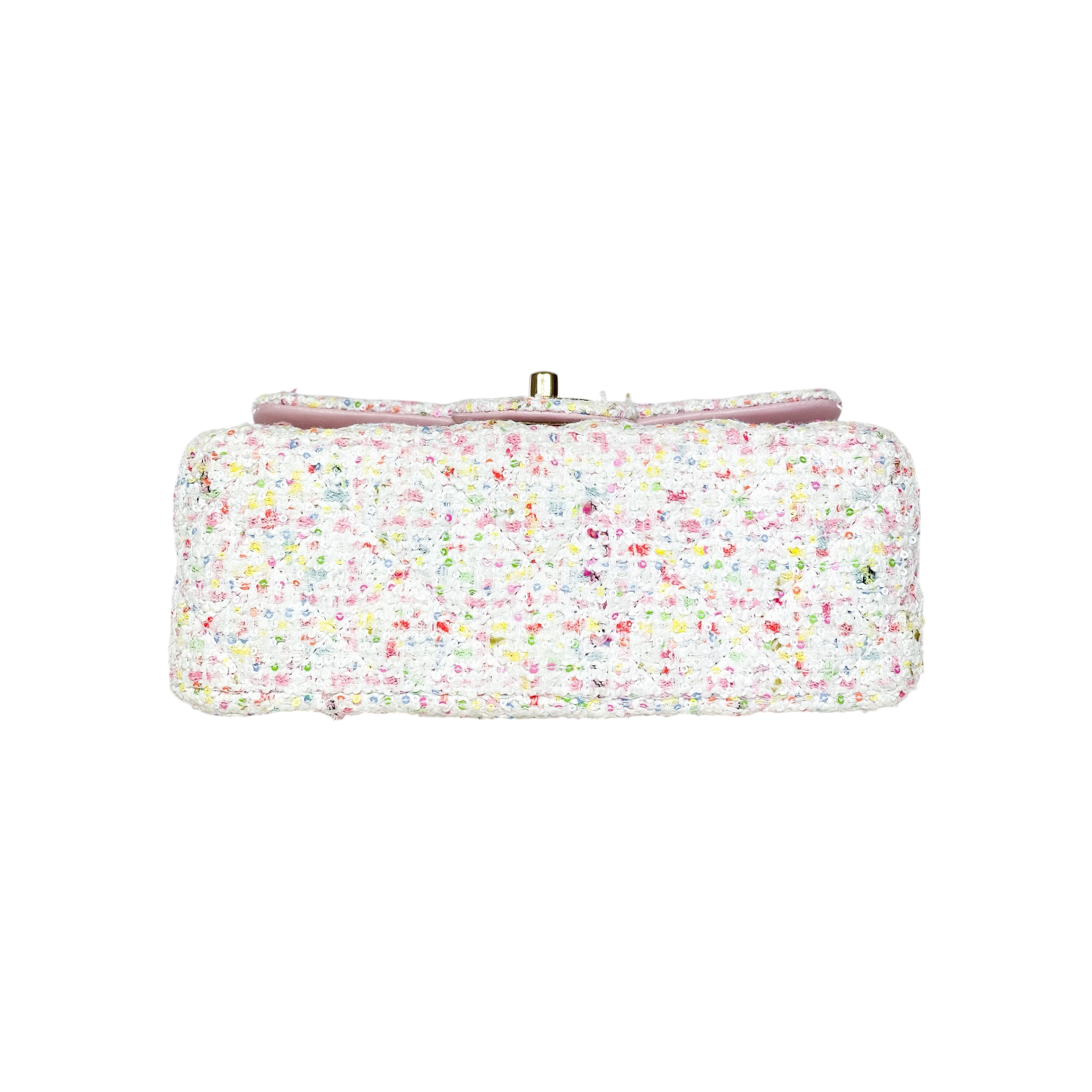 Chanel White Pastel Pink Tweed Mini Rectangle
