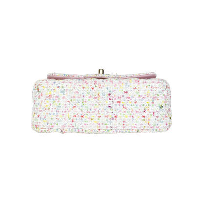 Chanel White Pastel Pink Tweed Mini Rectangle