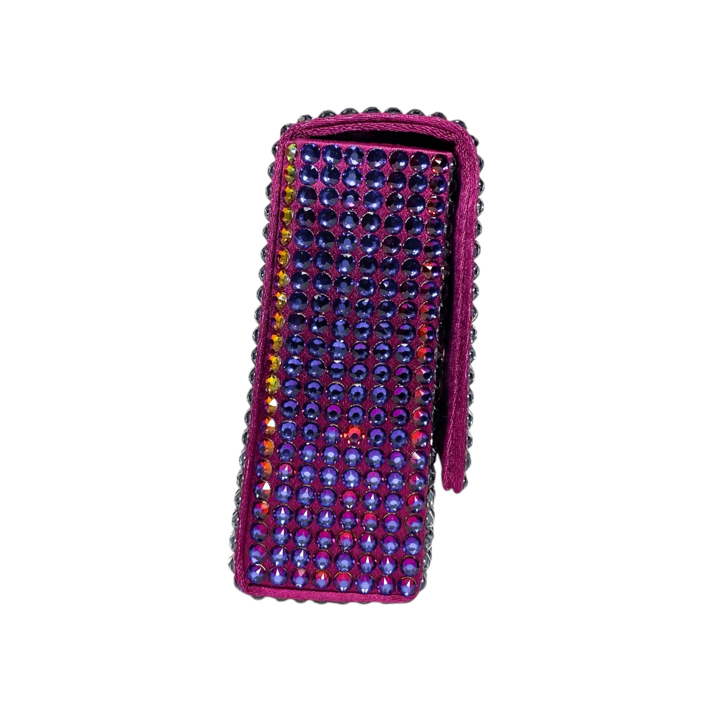 Amina Muaddi Rainbow Crystal Clutch with Chain
