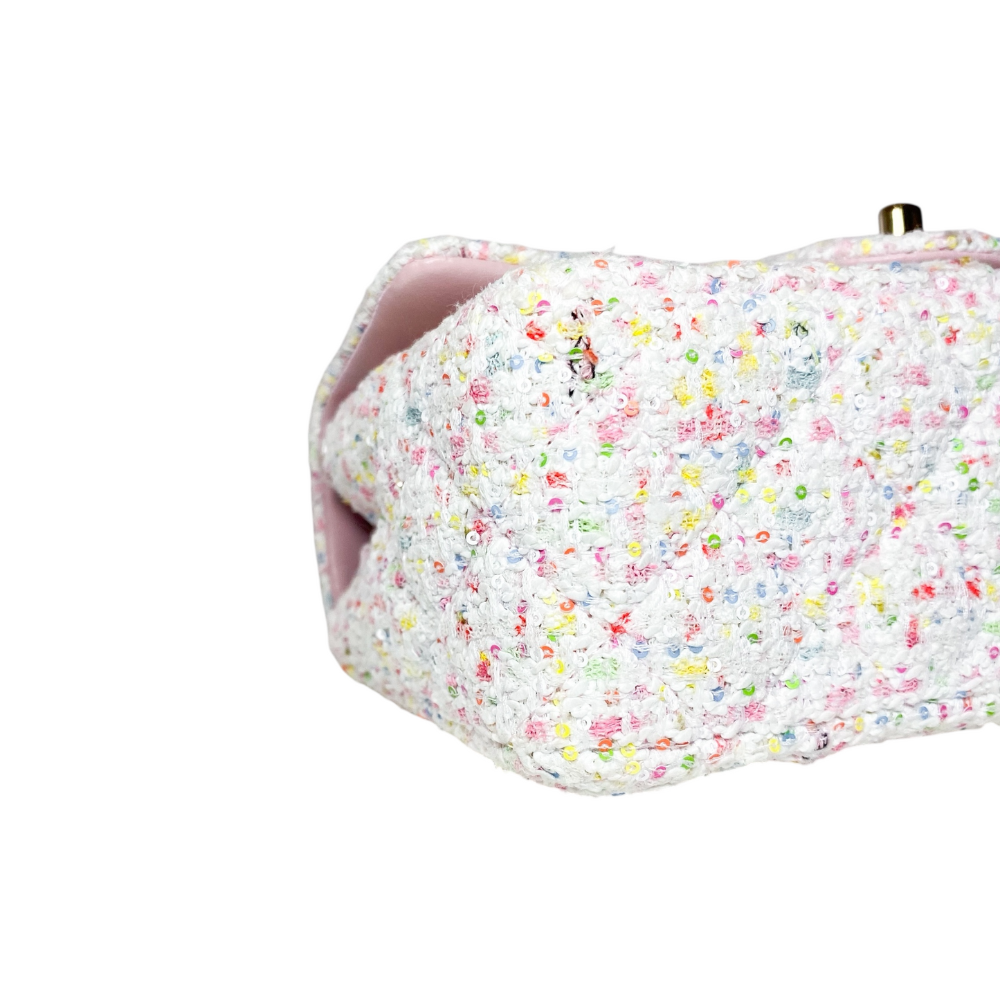 Chanel White Pastel Pink Tweed Mini Rectangle