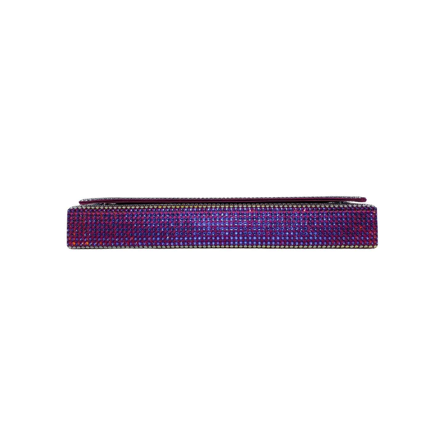 Amina Muaddi Rainbow Crystal Clutch with Chain