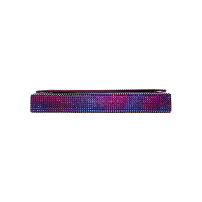 Amina Muaddi Rainbow Crystal Clutch with Chain