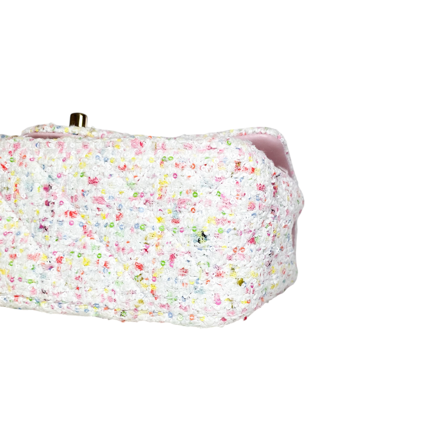 Chanel White Pastel Pink Tweed Mini Rectangle