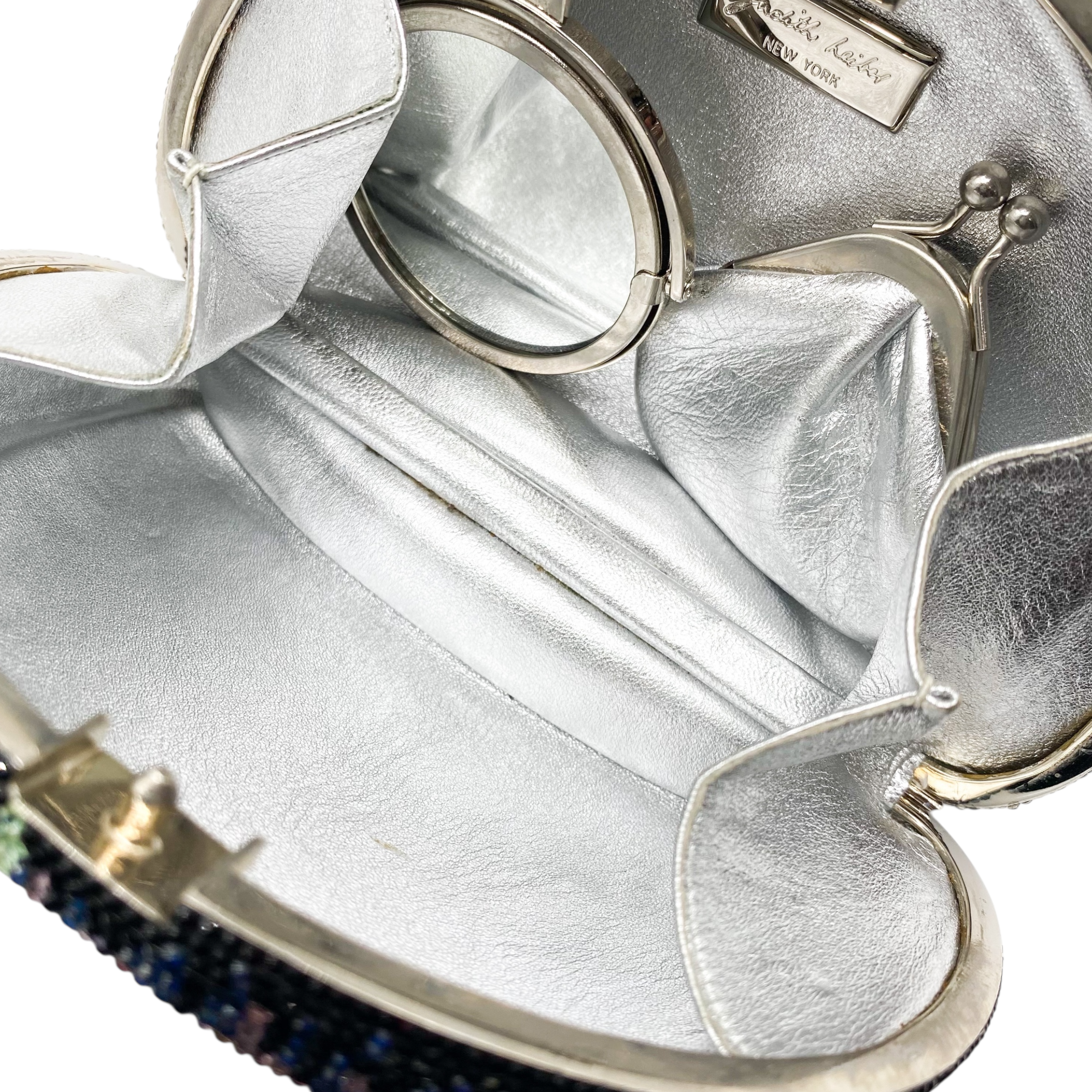 Judith Leiber Pink Multicolor Floral Crystal Clutch