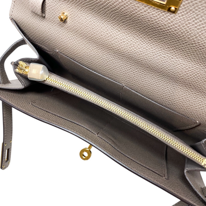 Hermes Kelly To Go Etain Epsom Gold Hardware