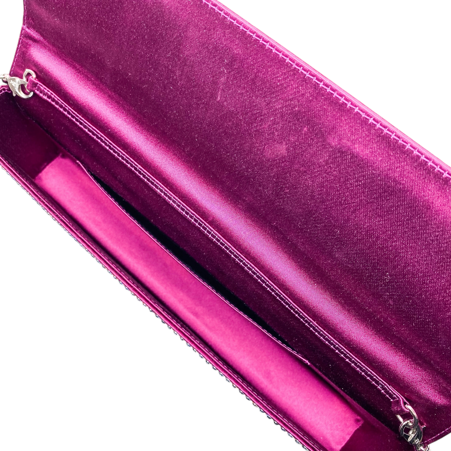 Amina Muaddi Rainbow Crystal Clutch with Chain