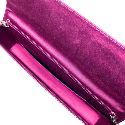 Amina Muaddi Rainbow Crystal Clutch with Chain