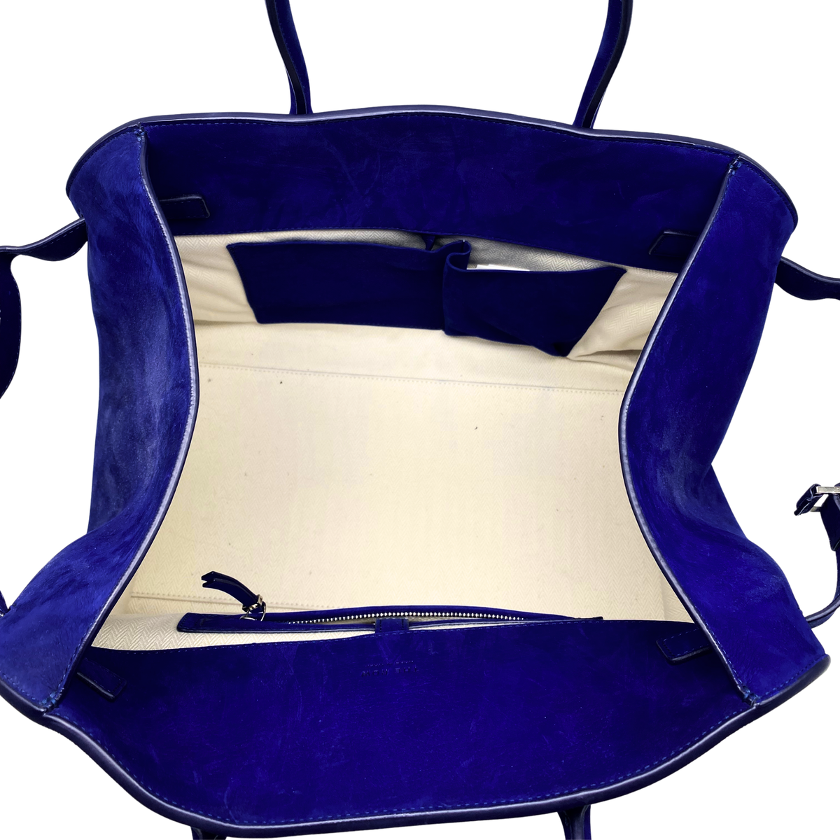 The Row Soft Margaux 15 Cobalt Suede Satchel